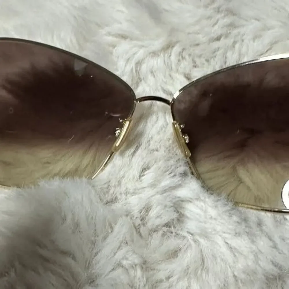 CELINE Oversized Gold Metal Brown Gradient Sunglasses Made Italy